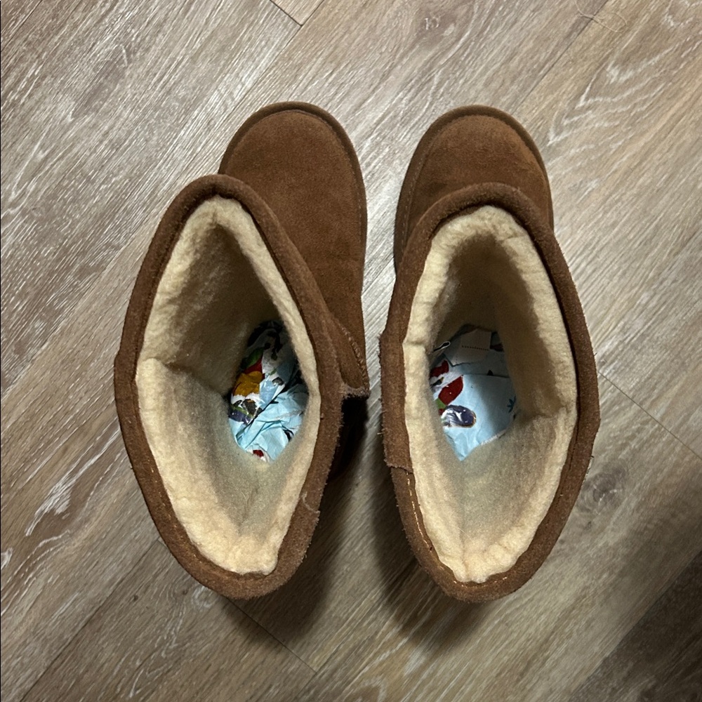 BearPaw Tall Chestnut Genuine Suede Sheepskin Boots - Picture 4 of 12